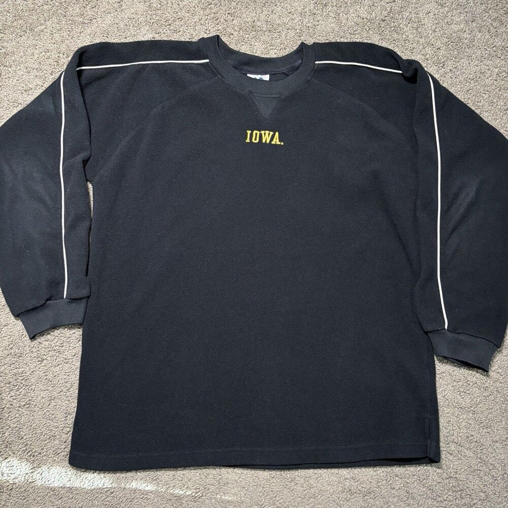 Vintage Mighty Mac Iowa Hawkeyes Black Fleece Sweater Boys XL 20 Embroidered